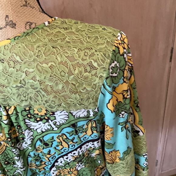 ANTHROPOLOGIE TINY BRAND Long sleeve v-neck wrap look blouse boho retro 70’s L - Picture 13 of 15